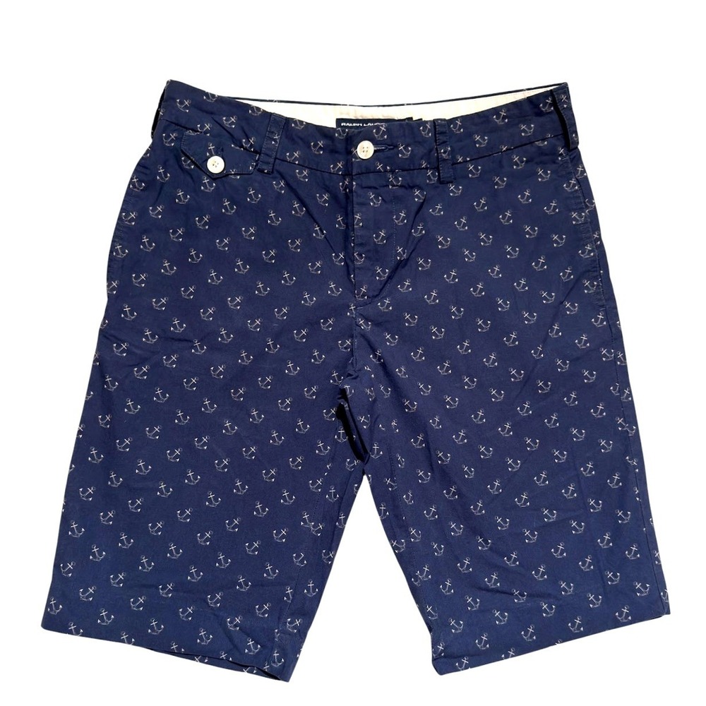 Ralph Lauren Sport Navy Anchor Print Bermuda Shorts Womens Size 4 Nautical‎